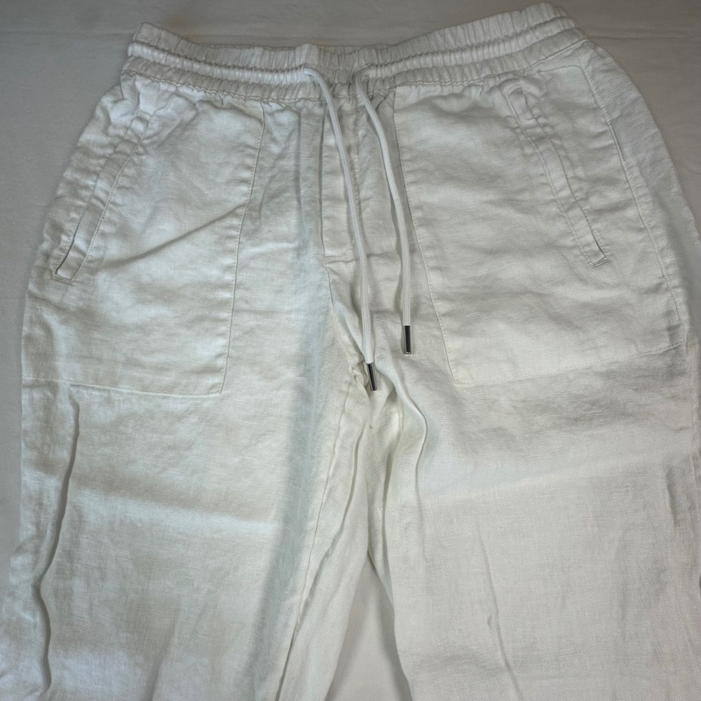Athleta White Linen Blend Jogger Pants Drawstring Waist Elastic Cuffs Casual 4 - Picture 6 of 13